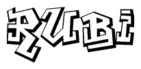 The clipart image depicts the word Rubi in a style reminiscent of graffiti. The letters are drawn in a bold, block-like script with sharp angles and a three-dimensional appearance.