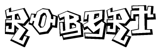 The image is a stylized representation of the letters Robert designed to mimic the look of graffiti text. The letters are bold and have a three-dimensional appearance, with emphasis on angles and shadowing effects.