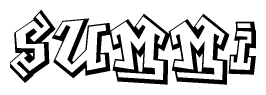 The clipart image depicts the word Summi in a style reminiscent of graffiti. The letters are drawn in a bold, block-like script with sharp angles and a three-dimensional appearance.