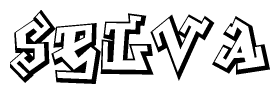The clipart image features a stylized text in a graffiti font that reads Selva.