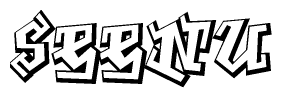 The image is a stylized representation of the letters Seenu designed to mimic the look of graffiti text. The letters are bold and have a three-dimensional appearance, with emphasis on angles and shadowing effects.