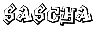 The clipart image features a stylized text in a graffiti font that reads Sascha.