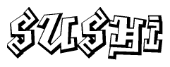The clipart image features a stylized text in a graffiti font that reads Sushi.