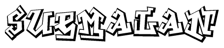 The clipart image depicts the word Suemalan in a style reminiscent of graffiti. The letters are drawn in a bold, block-like script with sharp angles and a three-dimensional appearance.