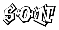   The clipart image features a stylized text in a graffiti font that reads Son. 