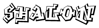 The clipart image depicts the word Shalon in a style reminiscent of graffiti. The letters are drawn in a bold, block-like script with sharp angles and a three-dimensional appearance.