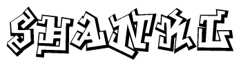 The clipart image depicts the word Shankl in a style reminiscent of graffiti. The letters are drawn in a bold, block-like script with sharp angles and a three-dimensional appearance.