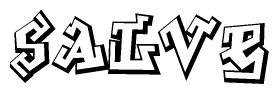 The clipart image depicts the word Salve in a style reminiscent of graffiti. The letters are drawn in a bold, block-like script with sharp angles and a three-dimensional appearance.
