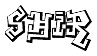 The clipart image depicts the word Shir in a style reminiscent of graffiti. The letters are drawn in a bold, block-like script with sharp angles and a three-dimensional appearance.
