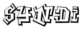 The clipart image features a stylized text in a graffiti font that reads Syndi.