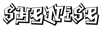 The image is a stylized representation of the letters Shenise designed to mimic the look of graffiti text. The letters are bold and have a three-dimensional appearance, with emphasis on angles and shadowing effects.