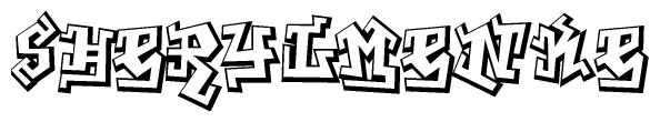 The clipart image depicts the word Sherylmenke in a style reminiscent of graffiti. The letters are drawn in a bold, block-like script with sharp angles and a three-dimensional appearance.