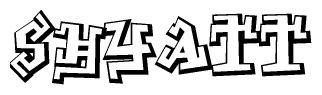 The clipart image depicts the word Shyatt in a style reminiscent of graffiti. The letters are drawn in a bold, block-like script with sharp angles and a three-dimensional appearance.