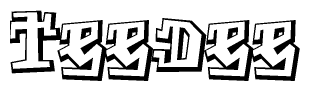 The clipart image depicts the word Teedee in a style reminiscent of graffiti. The letters are drawn in a bold, block-like script with sharp angles and a three-dimensional appearance.