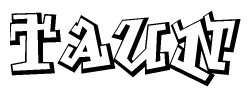The clipart image depicts the word Taun in a style reminiscent of graffiti. The letters are drawn in a bold, block-like script with sharp angles and a three-dimensional appearance.