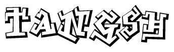 The clipart image depicts the word Tangsh in a style reminiscent of graffiti. The letters are drawn in a bold, block-like script with sharp angles and a three-dimensional appearance.