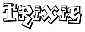 The image is a stylized representation of the letters Trixie designed to mimic the look of graffiti text. The letters are bold and have a three-dimensional appearance, with emphasis on angles and shadowing effects.