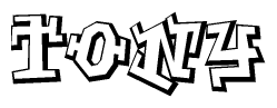 The clipart image features a stylized text in a graffiti font that reads Tony.