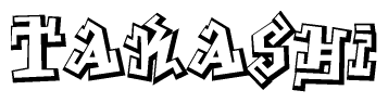 The clipart image features a stylized text in a graffiti font that reads Takashi.