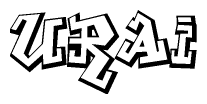The clipart image depicts the word Urai in a style reminiscent of graffiti. The letters are drawn in a bold, block-like script with sharp angles and a three-dimensional appearance.