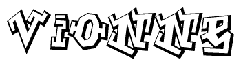 The image is a stylized representation of the letters Vionne designed to mimic the look of graffiti text. The letters are bold and have a three-dimensional appearance, with emphasis on angles and shadowing effects.
