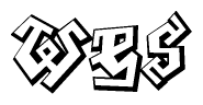 The clipart image depicts the word Wes in a style reminiscent of graffiti. The letters are drawn in a bold, block-like script with sharp angles and a three-dimensional appearance.