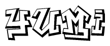 The clipart image features a stylized text in a graffiti font that reads Yumi.