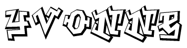 The image is a stylized representation of the letters Yvonne designed to mimic the look of graffiti text. The letters are bold and have a three-dimensional appearance, with emphasis on angles and shadowing effects.