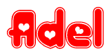 Adel Word with Hearts 