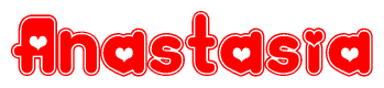 The image displays the word Anastasia written in a stylized red font with hearts inside the letters.