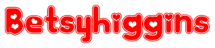 The image displays the word Betsyhiggins written in a stylized red font with hearts inside the letters.
