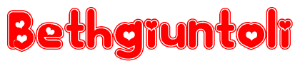 The image displays the word Bethgiuntoli written in a stylized red font with hearts inside the letters.