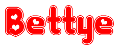 The image is a clipart featuring the word Bettye written in a stylized font with a heart shape replacing inserted into the center of each letter. The color scheme of the text and hearts is red with a light outline.