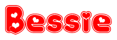 The image displays the word Bessie written in a stylized red font with hearts inside the letters.