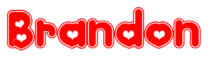 The image displays the word Brandon written in a stylized red font with hearts inside the letters.