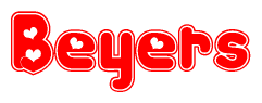 The image displays the word Beyers written in a stylized red font with hearts inside the letters.