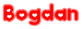 The image displays the word Bogdan written in a stylized red font with hearts inside the letters.