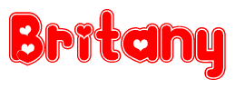 The image displays the word Britany written in a stylized red font with hearts inside the letters.