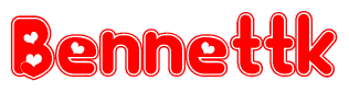 The image displays the word Bennettk written in a stylized red font with hearts inside the letters.