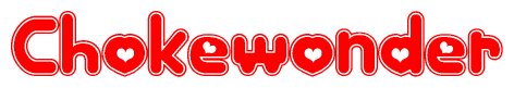 The image displays the word Chokewonder written in a stylized red font with hearts inside the letters.