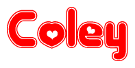 The image displays the word Coley written in a stylized red font with hearts inside the letters.