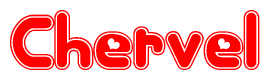 The image is a clipart featuring the word Chervel written in a stylized font with a heart shape replacing inserted into the center of each letter. The color scheme of the text and hearts is red with a light outline.