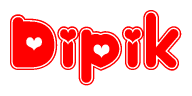 The image displays the word Dipik written in a stylized red font with hearts inside the letters.