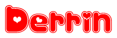 The image displays the word Derrin written in a stylized red font with hearts inside the letters.