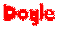 The image displays the word Doyle written in a stylized red font with hearts inside the letters.