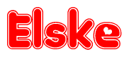 The image displays the word Elske written in a stylized red font with hearts inside the letters.