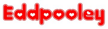 The image displays the word Eddpooley written in a stylized red font with hearts inside the letters.