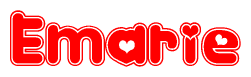 The image displays the word Emarie written in a stylized red font with hearts inside the letters.