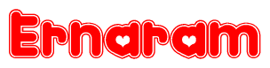 The image displays the word Ernaram written in a stylized red font with hearts inside the letters.