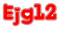 The image displays the word Ejg12 written in a stylized red font with hearts inside the letters.